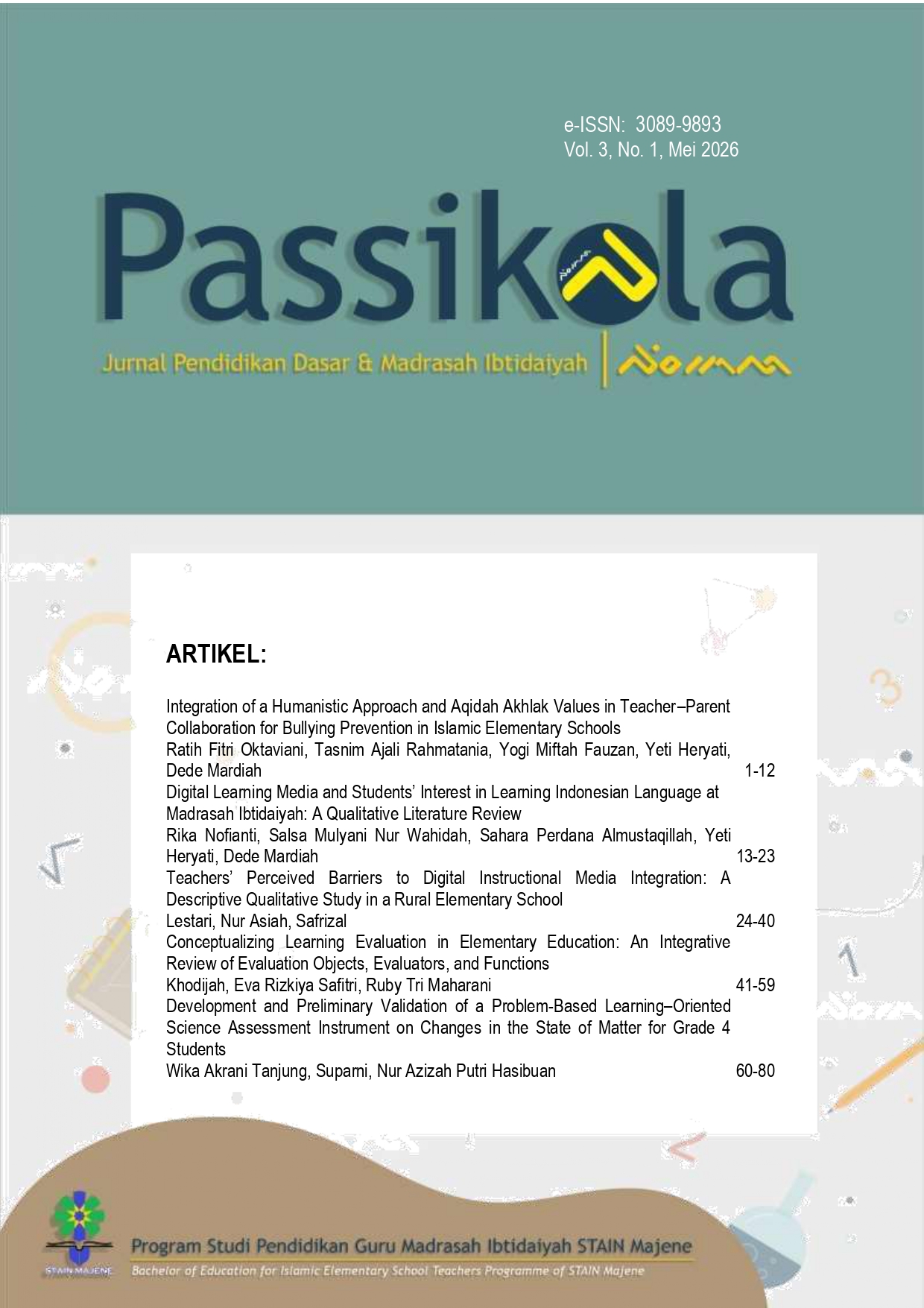 					View Vol. 3 No. 1 (2026): Mei, Passikola: Jurnal Pendidikan Dasar & Madrasah Ibtidaiyah
				