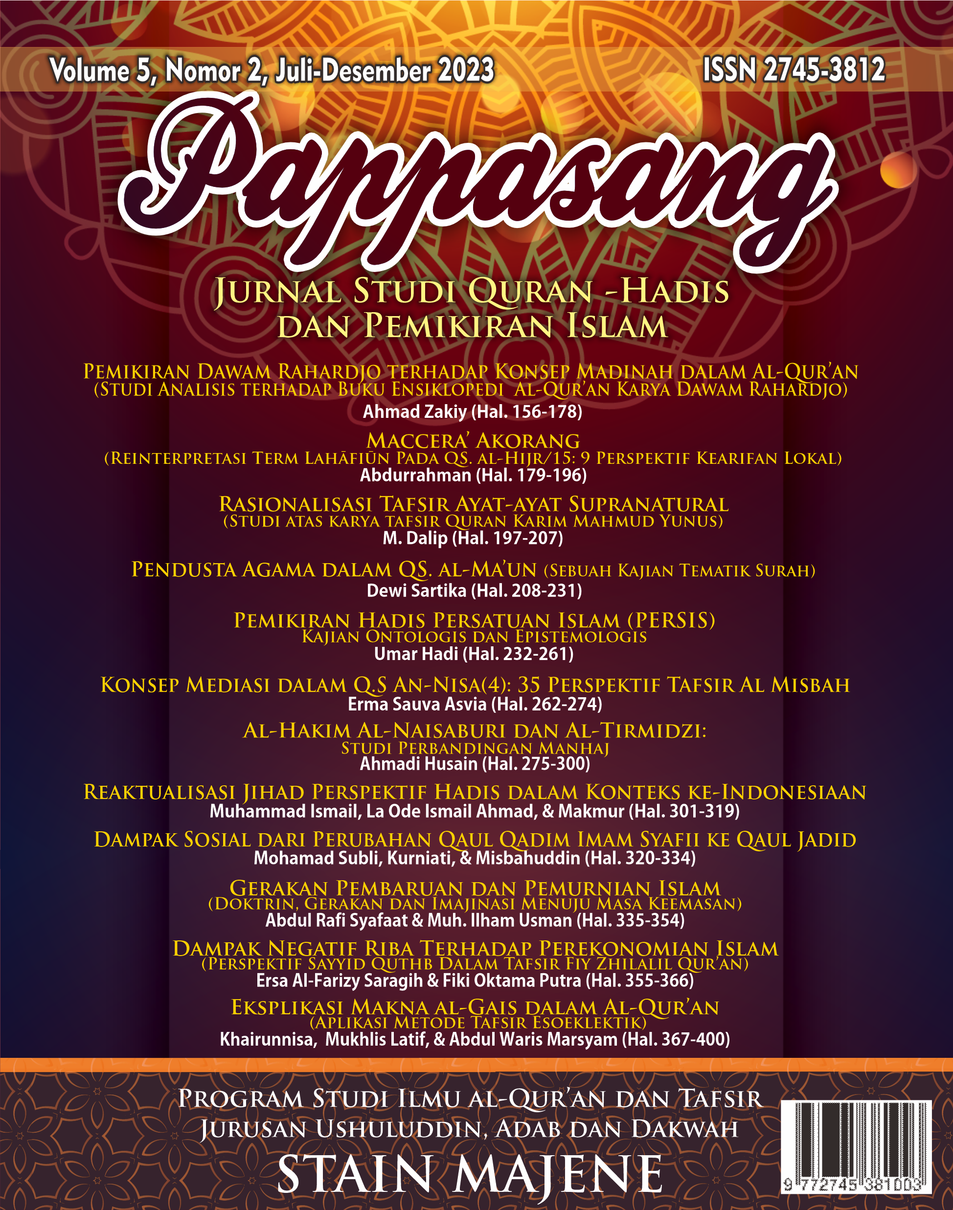 					View Vol. 5 No. 2 (2023): Jurnal Pappasang
				