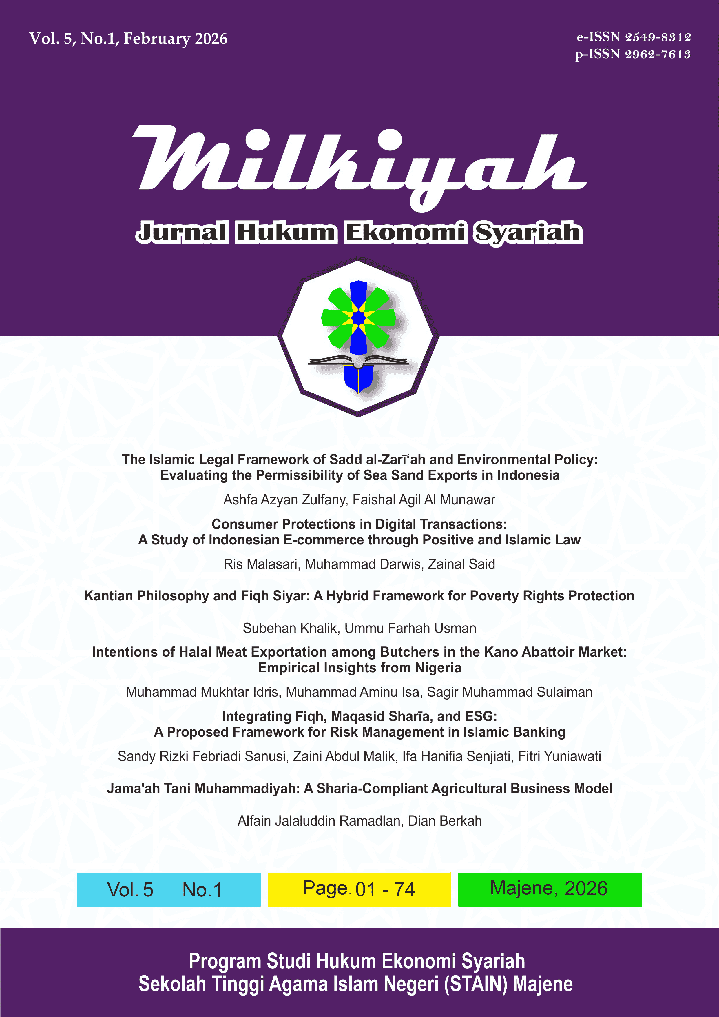 					View Vol. 5 No. 1 (2026): Milkiyah: Jurnal Hukum Ekonomi Syariah
				